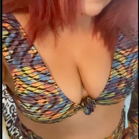 Multicolored Trippy 4Pc  Upcycled Festival Rave Fit  L XL Skirt Top Sleeves - Picture 10 of 10